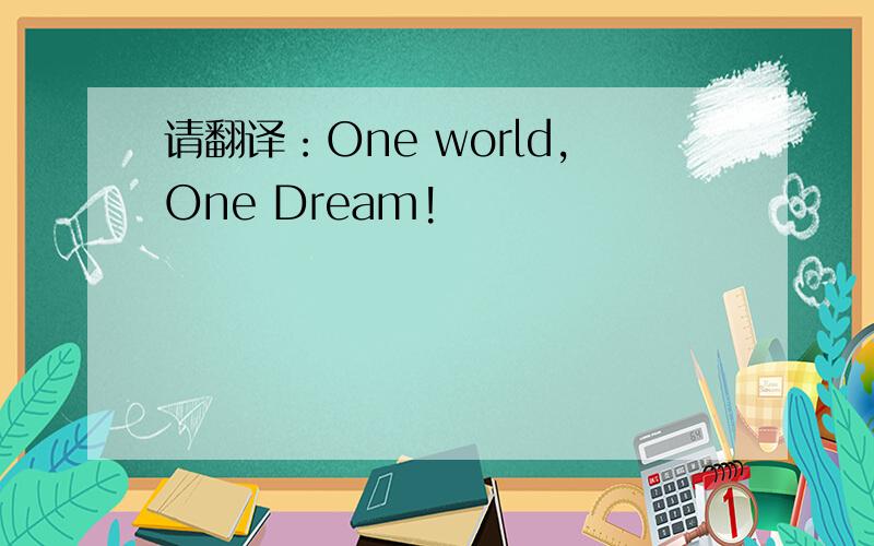 请翻译：One world,One Dream!