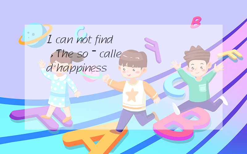 I can not find ,The soˉcalled happiness