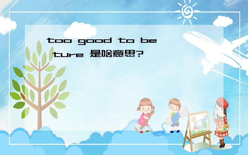 too good to be ture 是啥意思?