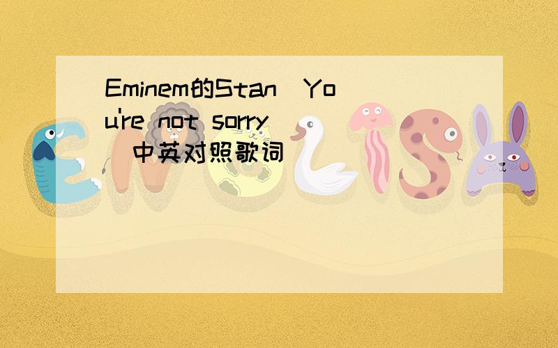 Eminem的Stan（You're not sorry）中英对照歌词