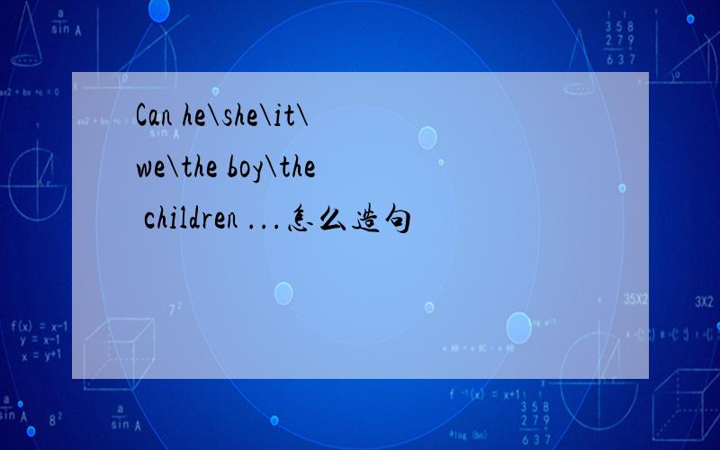 Can he\she\it\we\the boy\the children ...怎么造句