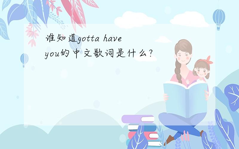 谁知道gotta have you的中文歌词是什么?